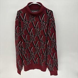 Valabasas Spellout Monogram Turtleneck Burgundy Pullover Sweater Luxury Men XL
